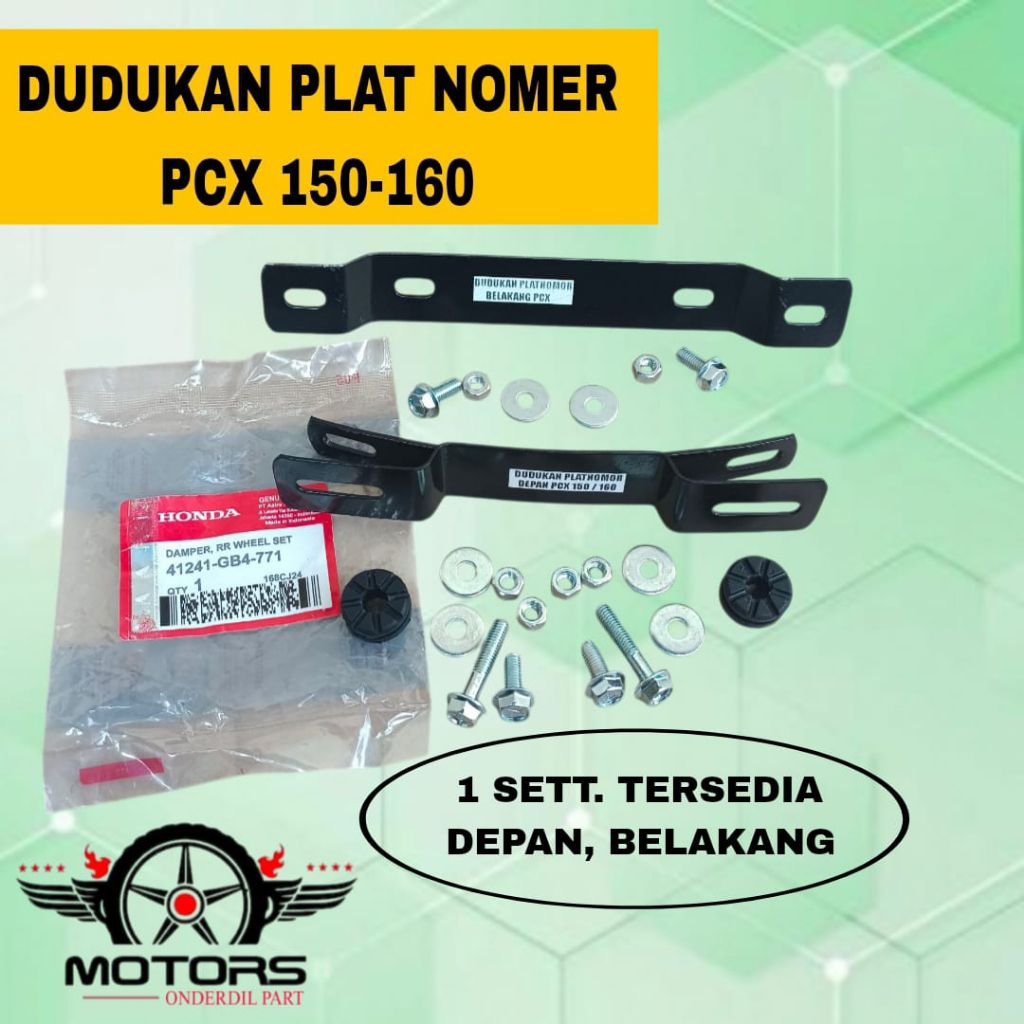 Dudukan Plat Nomor PCX 150/160 Depan Belakang komplit karet dan Mur Baut