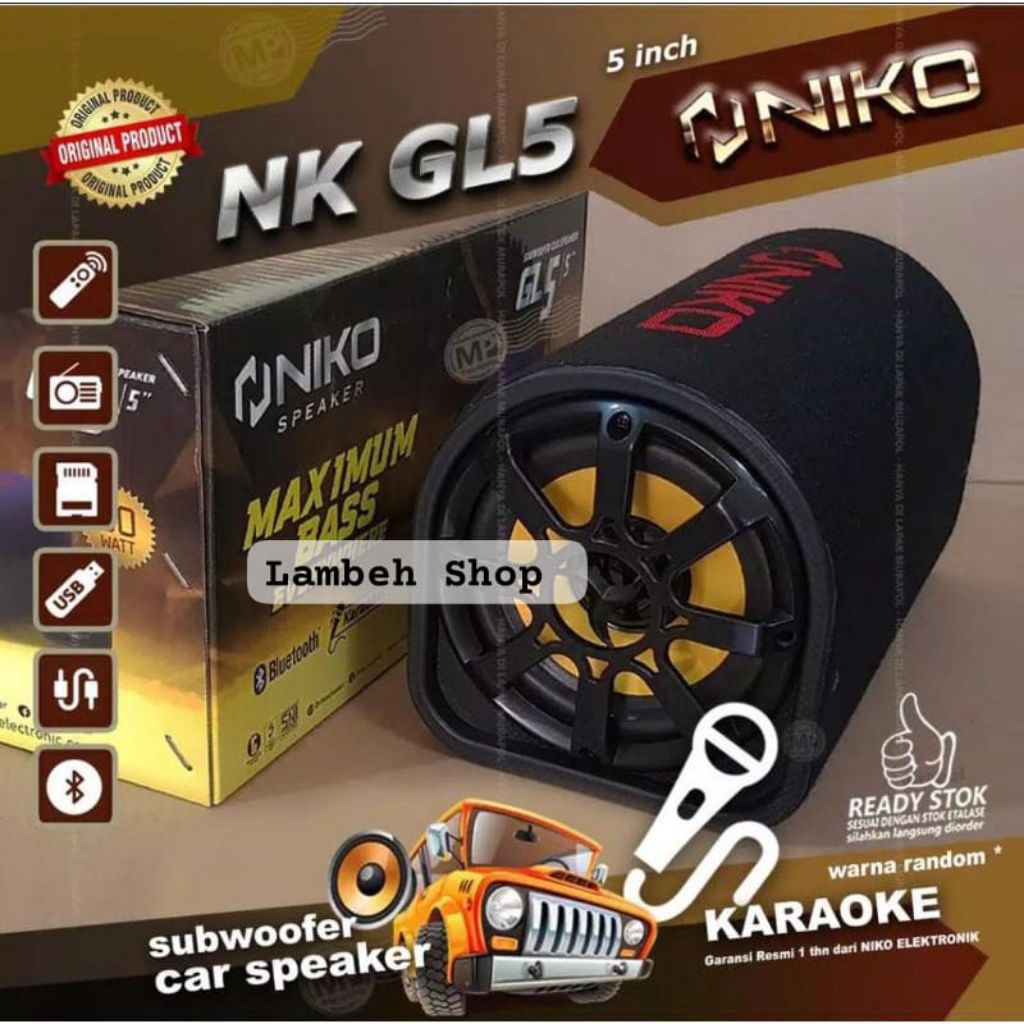 Speaker Niko GL5 Bluetooth 5inc / speaker tabung Speaker Bass Subwoofer GL 5 /speaker karaoke 5 inch