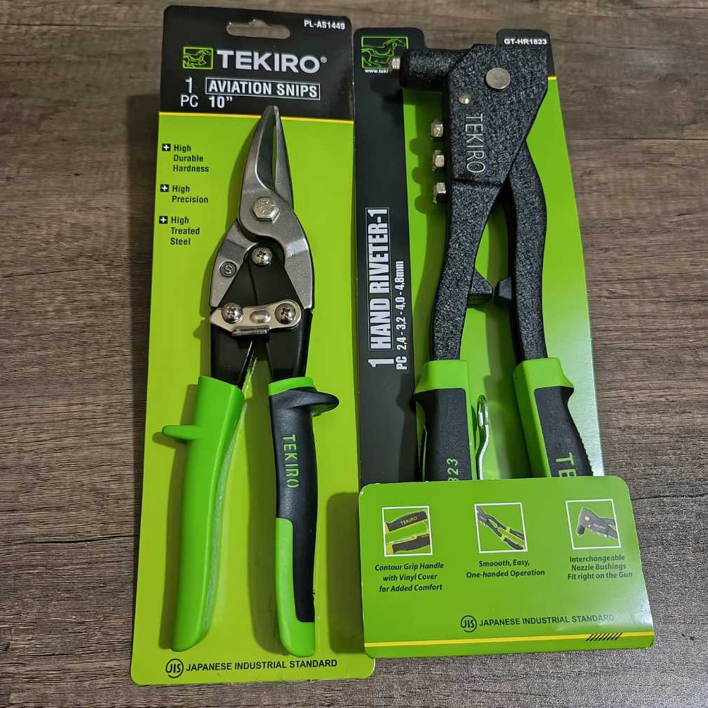 KODE C1V TEKIRO 2 SET Paket Tang Rivet  Gunting Baja Ringan 1 Inch  Gunting Seng  Gunting Kanal Mura