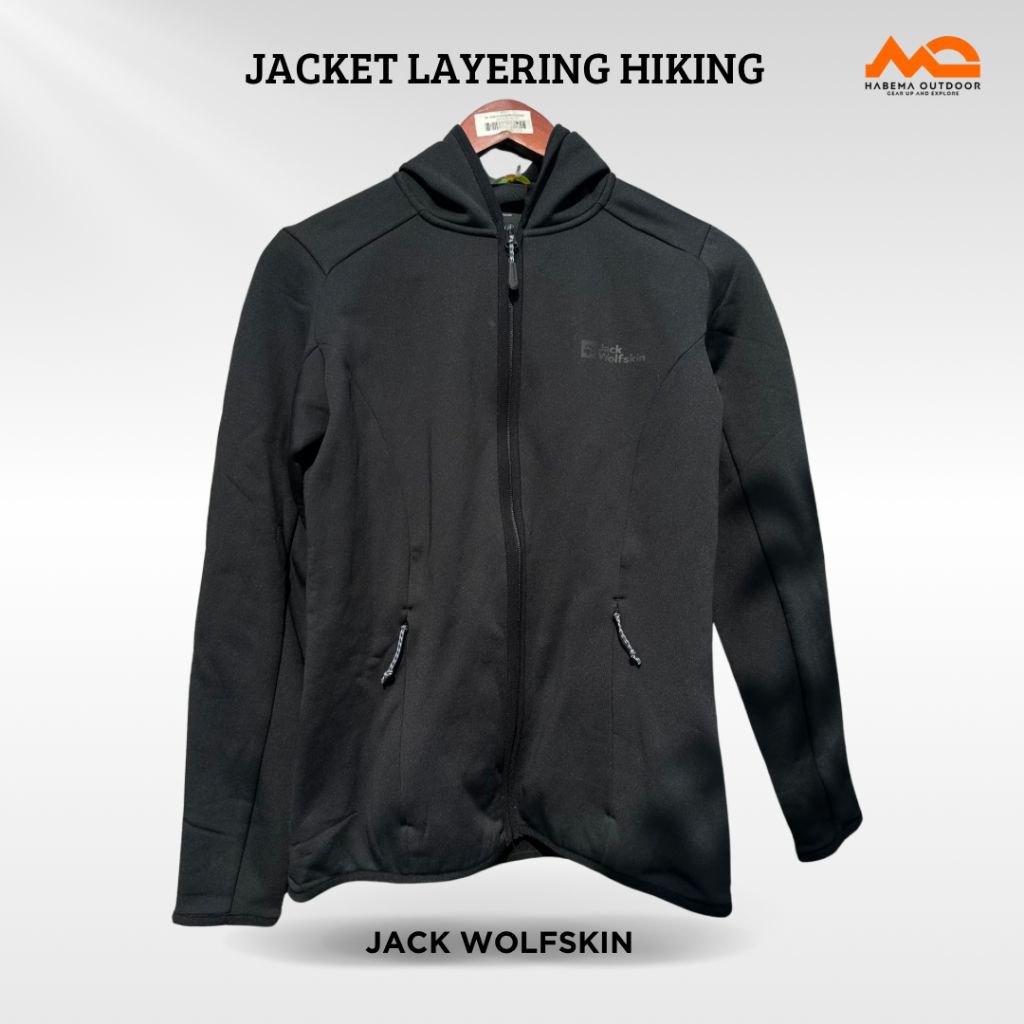 Jacket Jack Wolfskin Layering Serbaguna, Outdoor, Hiking, Touring & Gaya Kasual Harian