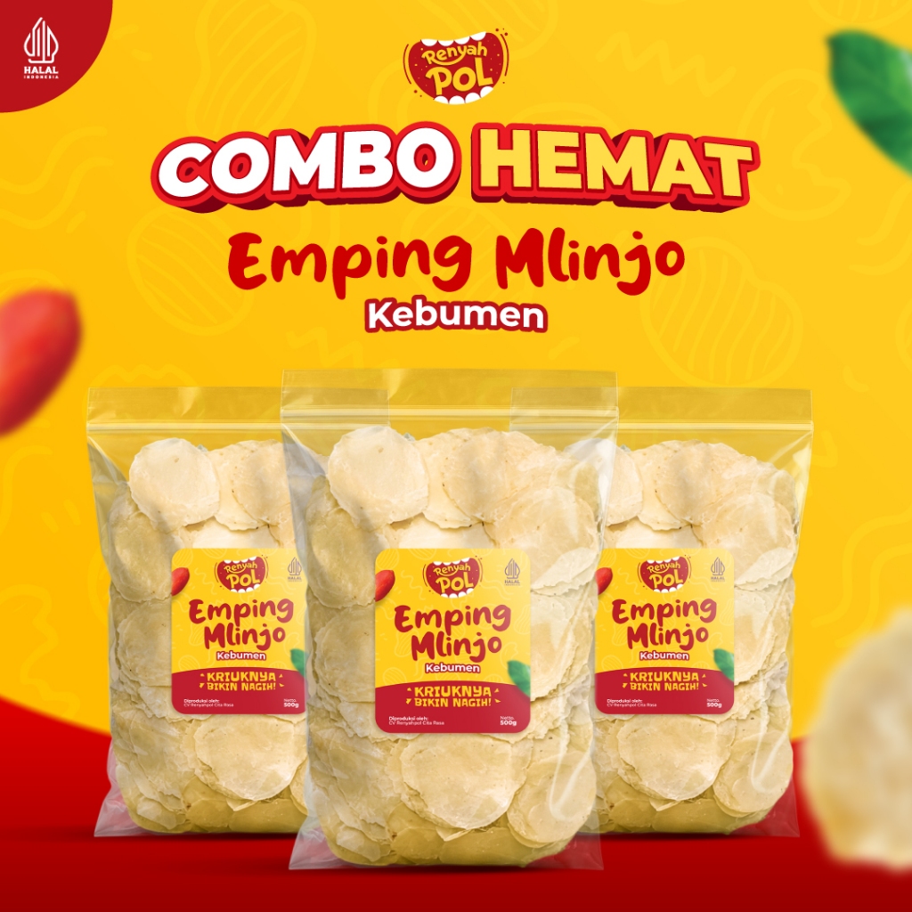 

Paket Hemat Emping Melinjo Kebumen 3 x 500gr Full Kering - Renyahpol / Keripik / Cemilan / Gurih / Renyah