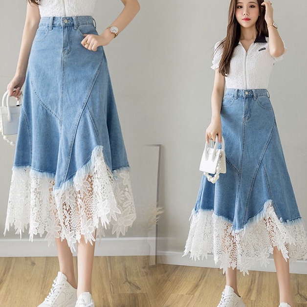 KODE B69U Rok panjang wanita Denim 225 Rok Jeans cewek Fashion Rok kekinian ok jeans panjang importR