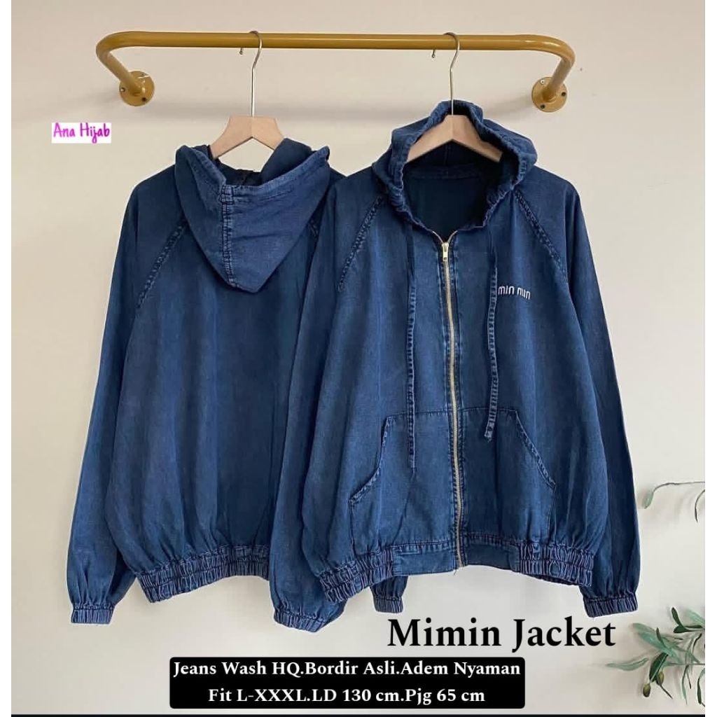 JAKET JEANS WANITA JUMBO/MIMIN/JAKET WANITA JEANS WASH HQ LD 130 CM FIT XXXL