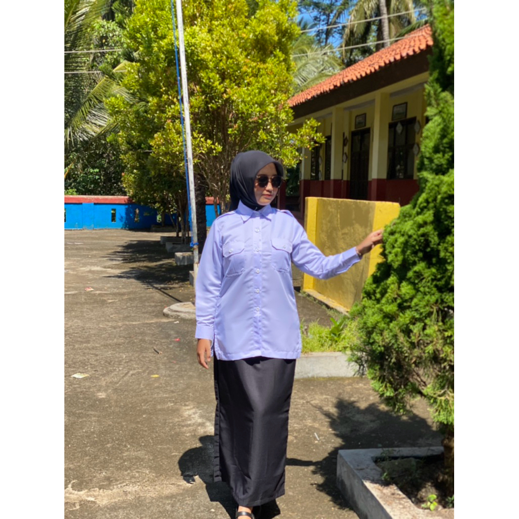 Baju pdh Putih wanita model saku dada