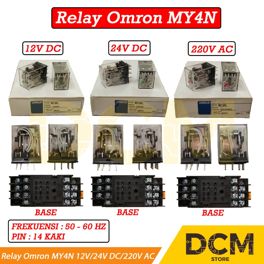 Relay Omron MY4N 12V 24V DC 220V AC Relay 4 Out 12VDC 24VDC 220VAC