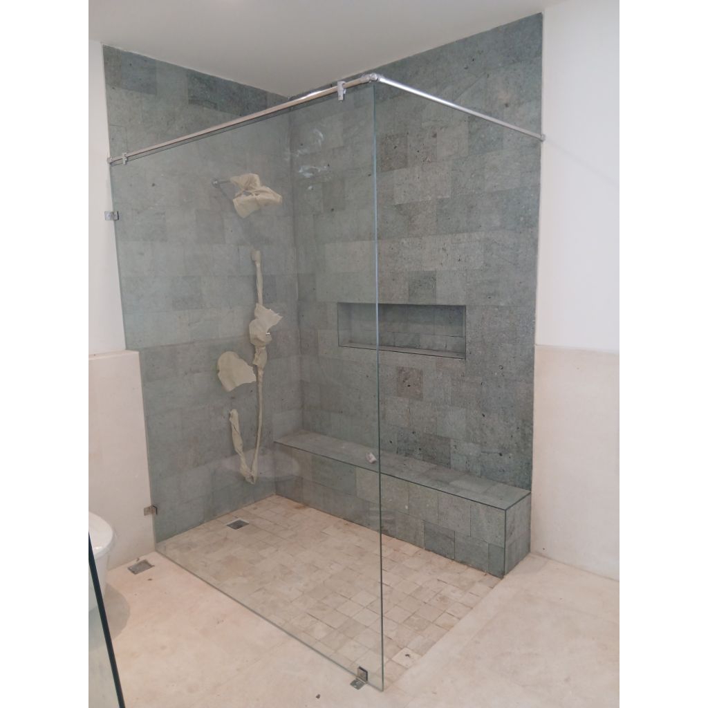 kaca 10mm tempered sekatan kamarmandi shower