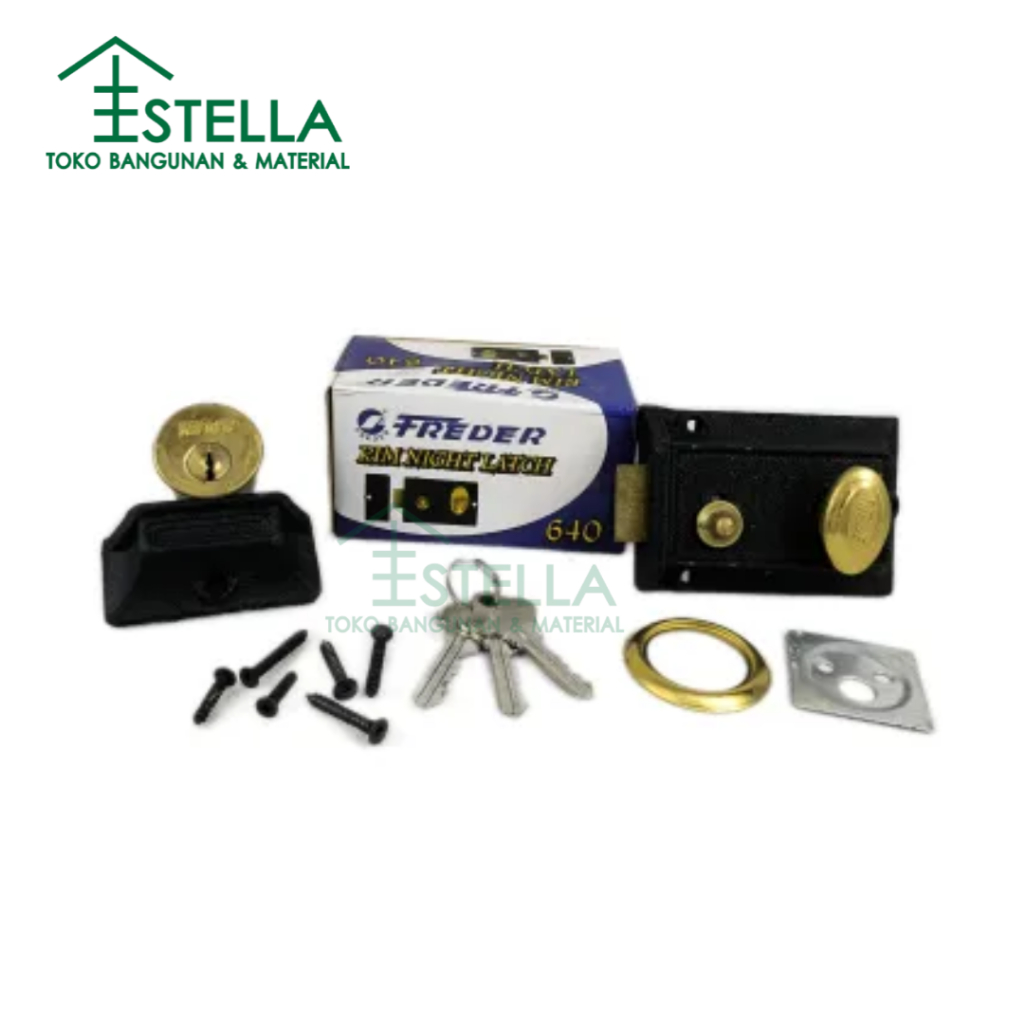 FREDER KUNCI PINTU OTOMATIS 640 /Kunci Pintu Grendel Otomatis Rim Night Latch Freder 640