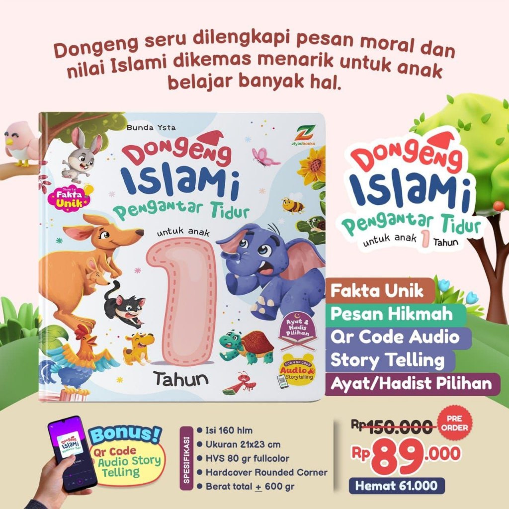Buku Dongeng Islami Pengantar Tidur untuk Anak 1 Tahun