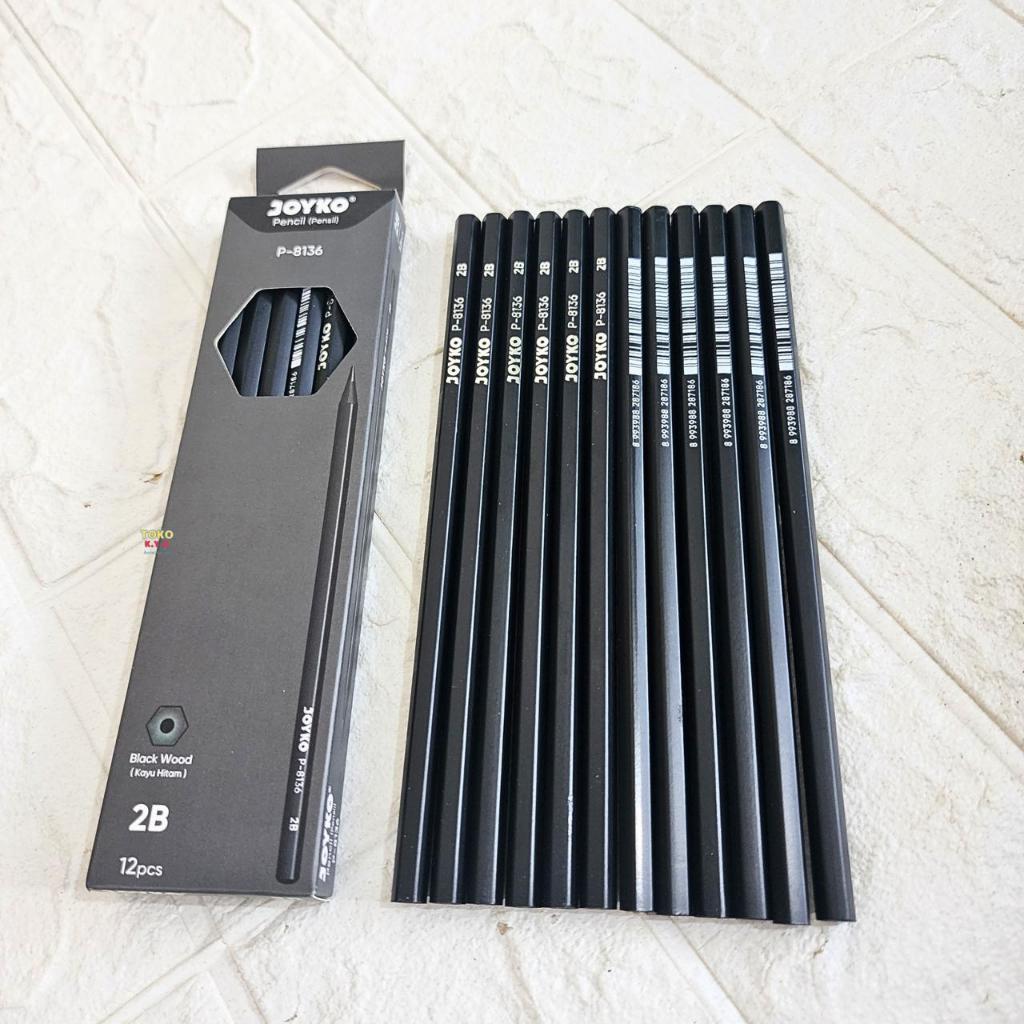 

(12PCS) 1 SET PENSIL 2B JOYKO/PENSIL KAYU PREMIUM/PENSIL BLACK WOOD P-8136