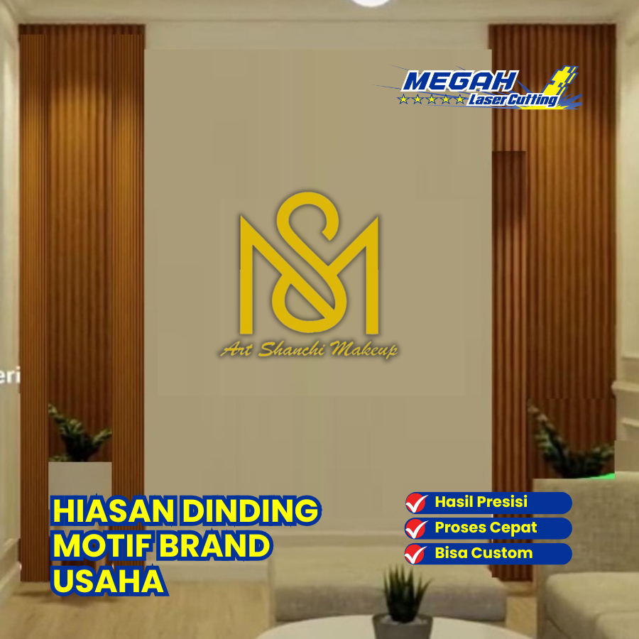 Hiasan Dinding Motif Logo Brand Usaha Custom, Plat Besi 1,5 MM