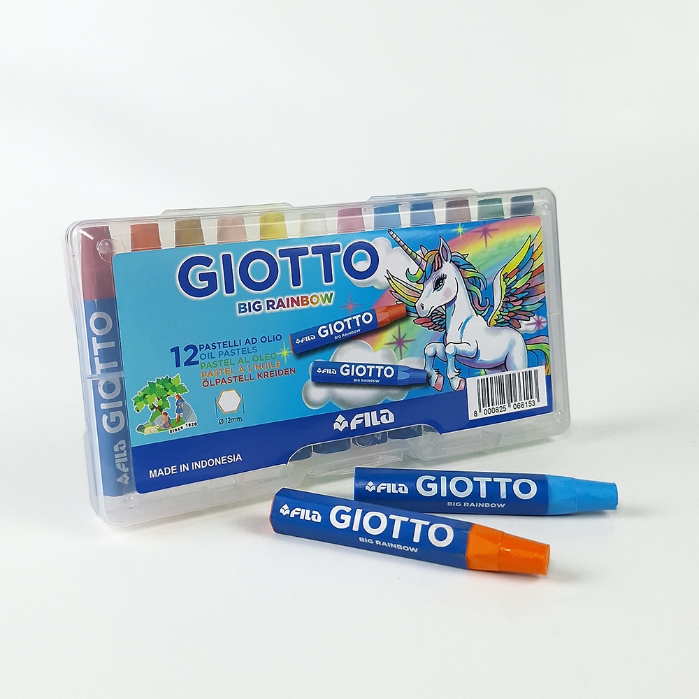 

Giotto Oil Pastel / Oil Crayon Big Rainbow 12 Warna - Warna Cerah, Untuk Anak, Kotak Plastik Kuat
