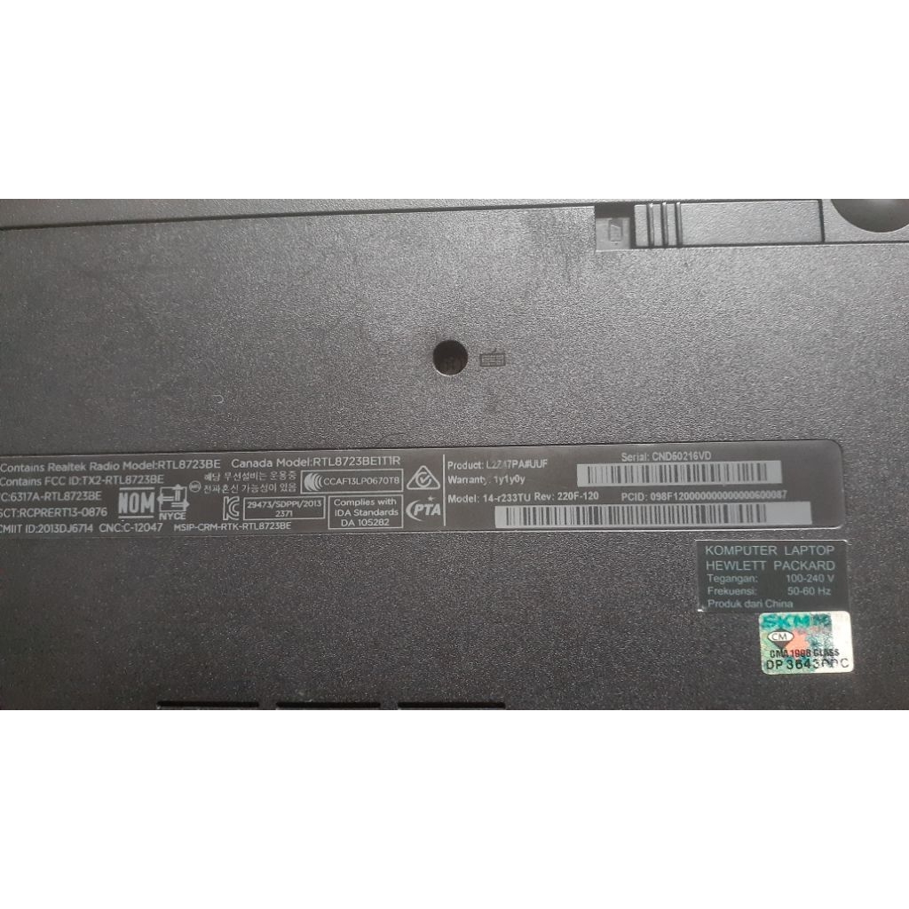 Laptop HP r233tu intel celeron