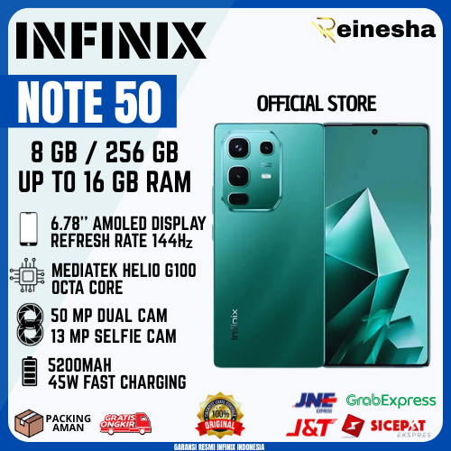 INFINIX NOTE 50 8/256 GB SMARTPHONE GARANSI RESMI INFINIX NFC NOTE 50 RAM GARANSI RESMI INFINIX