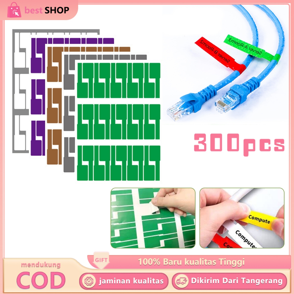 300 Pcs Stiker Label Kabel Penanda Kabel Stiker Label Penanda Kabel Jaringan Cable Label