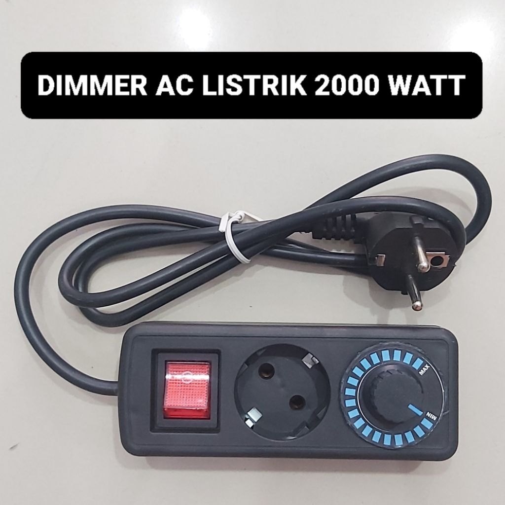 Dimmer AC + Colokan 2000 Watt Pengatur Kecepatan 220V Speed Control