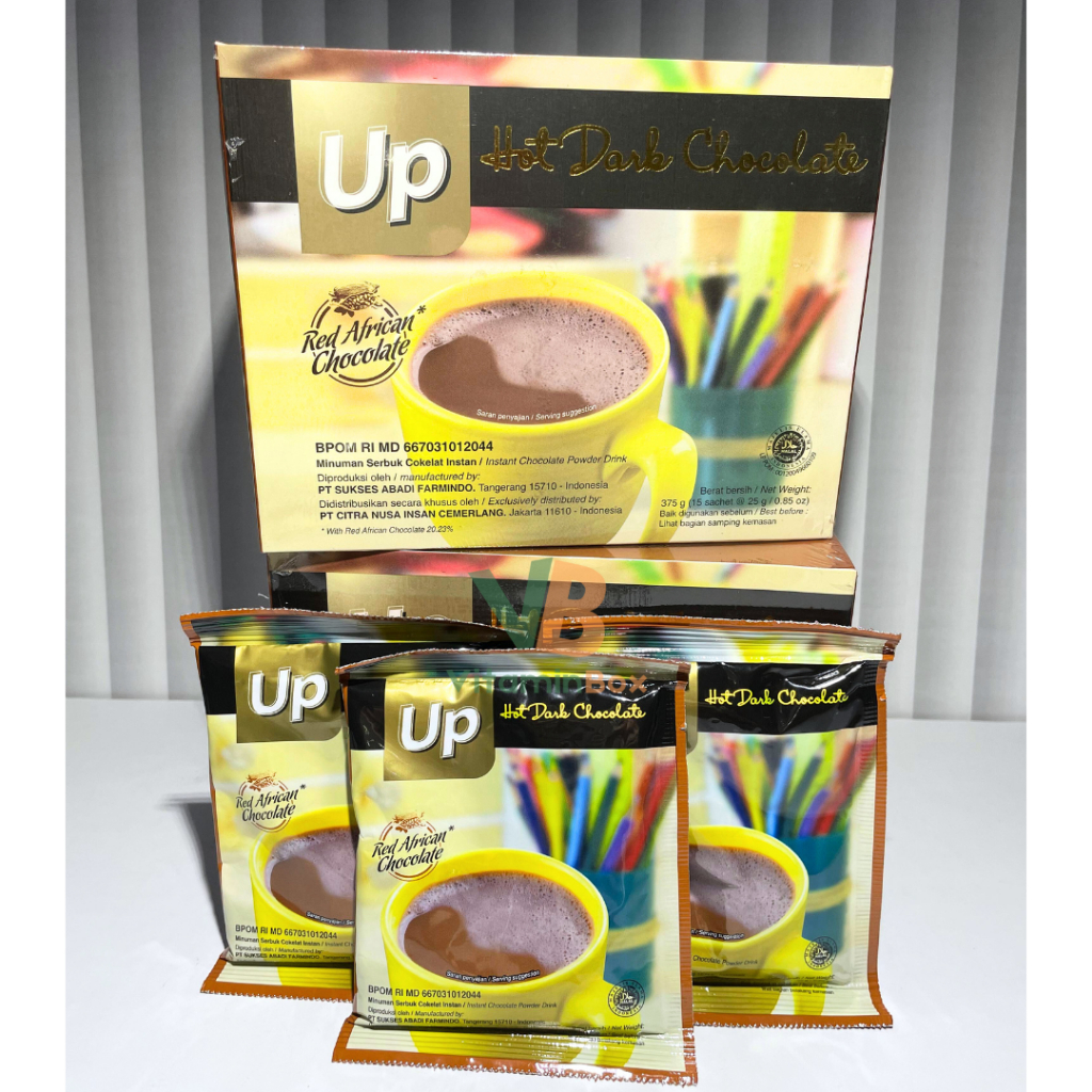 

UP HOT DARK CHOCOLATE 15 Sachet - Minuman Coklat Kakao 70% Rendah Kalori & Ekstrak Ginseng