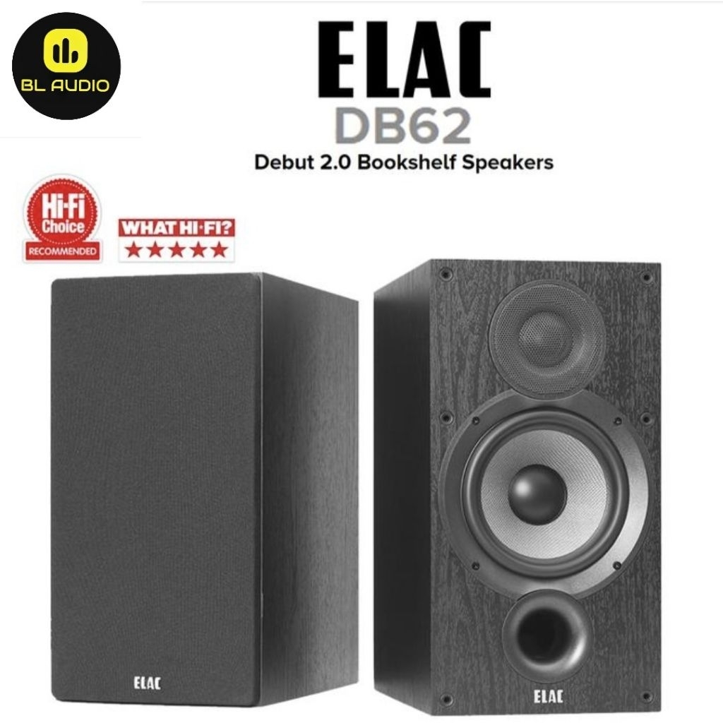 Elac Debut B62 B 62 B6.2 B 6.2 Passive Bookshelf Speaker - Black