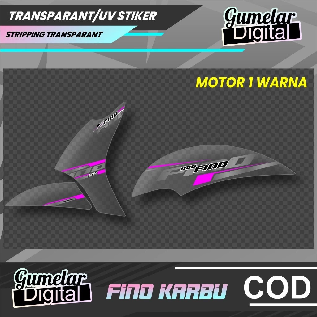 STRIPING TRANSPARAN FINO KARBU MINIMALIS STIKER STRIPING FINO KARBU VARIASI DESAIN -FINO KARBU-UV