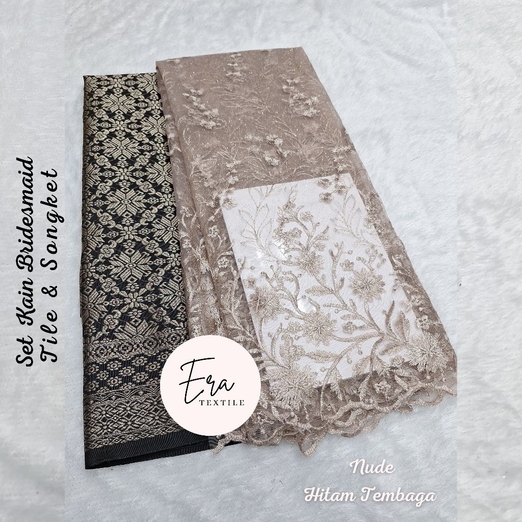Set Paket Bridesmaids Coksu Nude - Bahan Kain Brokat Brukat Meteran Mewah warna Nude, Coksu/ Kain Ti