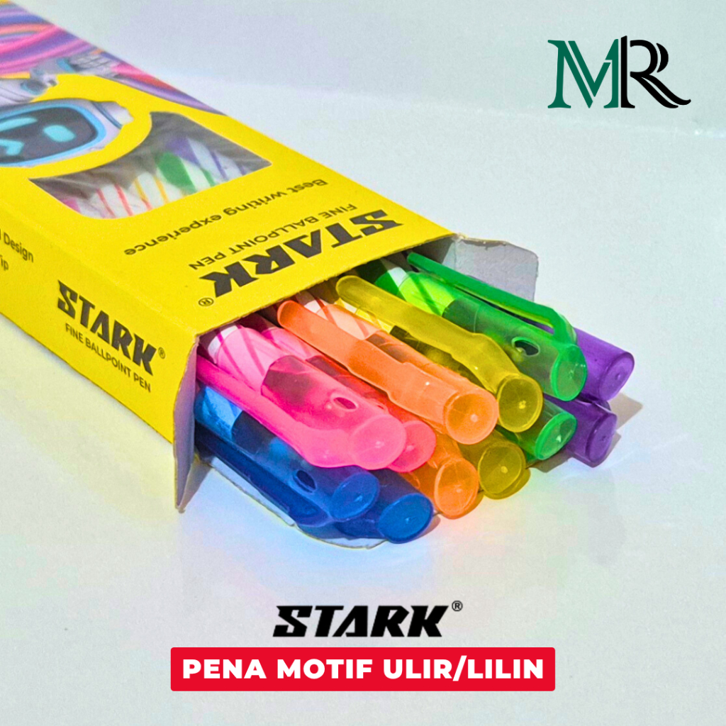 

(1 Box = 12 pcs) Pena Hitam/Pen Ballpoint Motif Ulir/Lilin Stark
