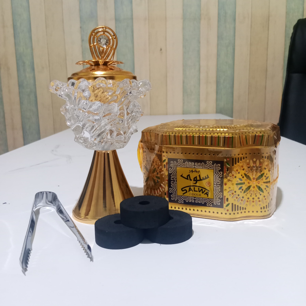 Paket Lengkap Bakaran bukhur set | Paket Dupa Bukhur Bukhoor Arab Salwa Odour By Surrati Asli Origin