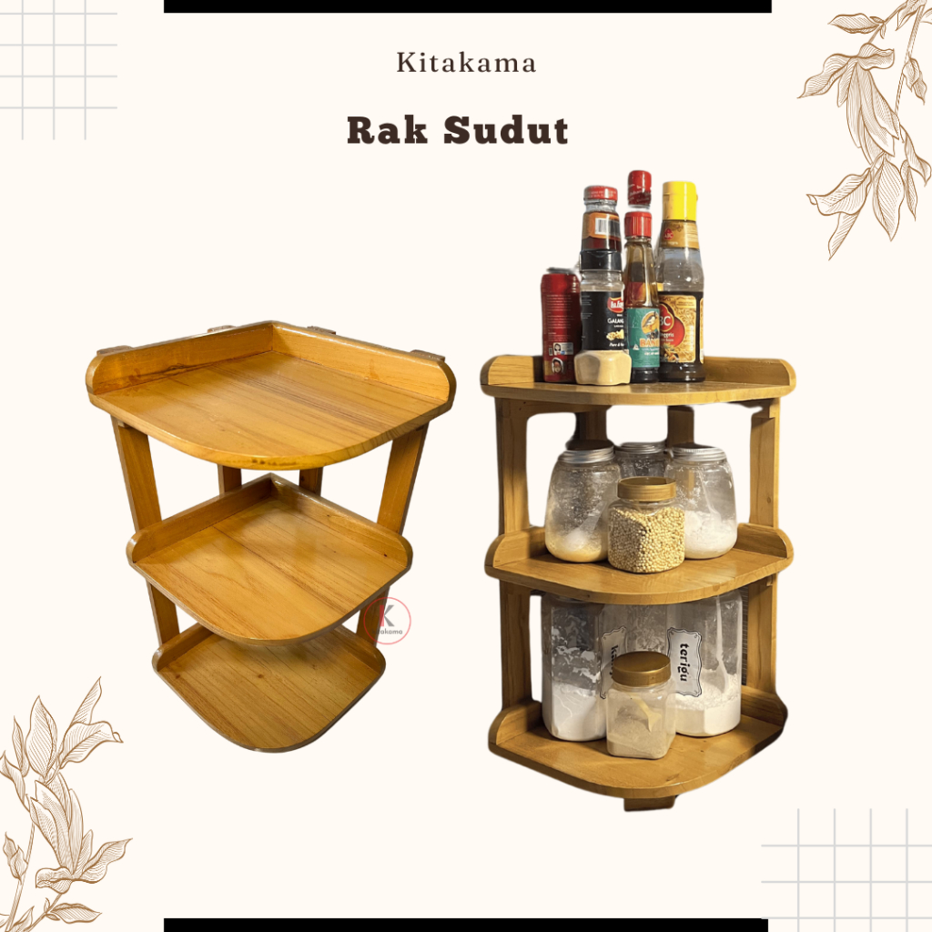 Rak Sudut Susun Serbaguna Rak Kayu Susun