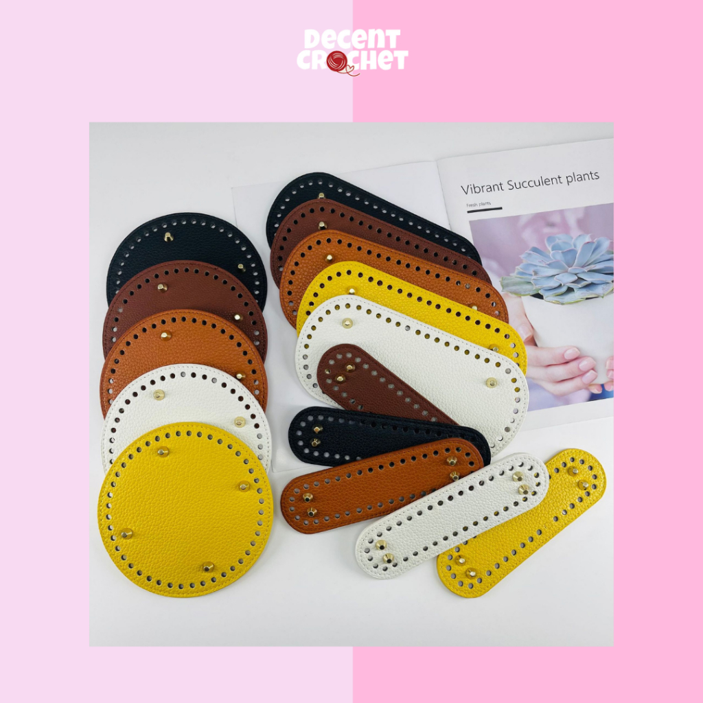 Decent Crochet - [BULAT] Alas Tas Rajut Import Premium Bulat Persegi Panjang PU Kulit Leather Base