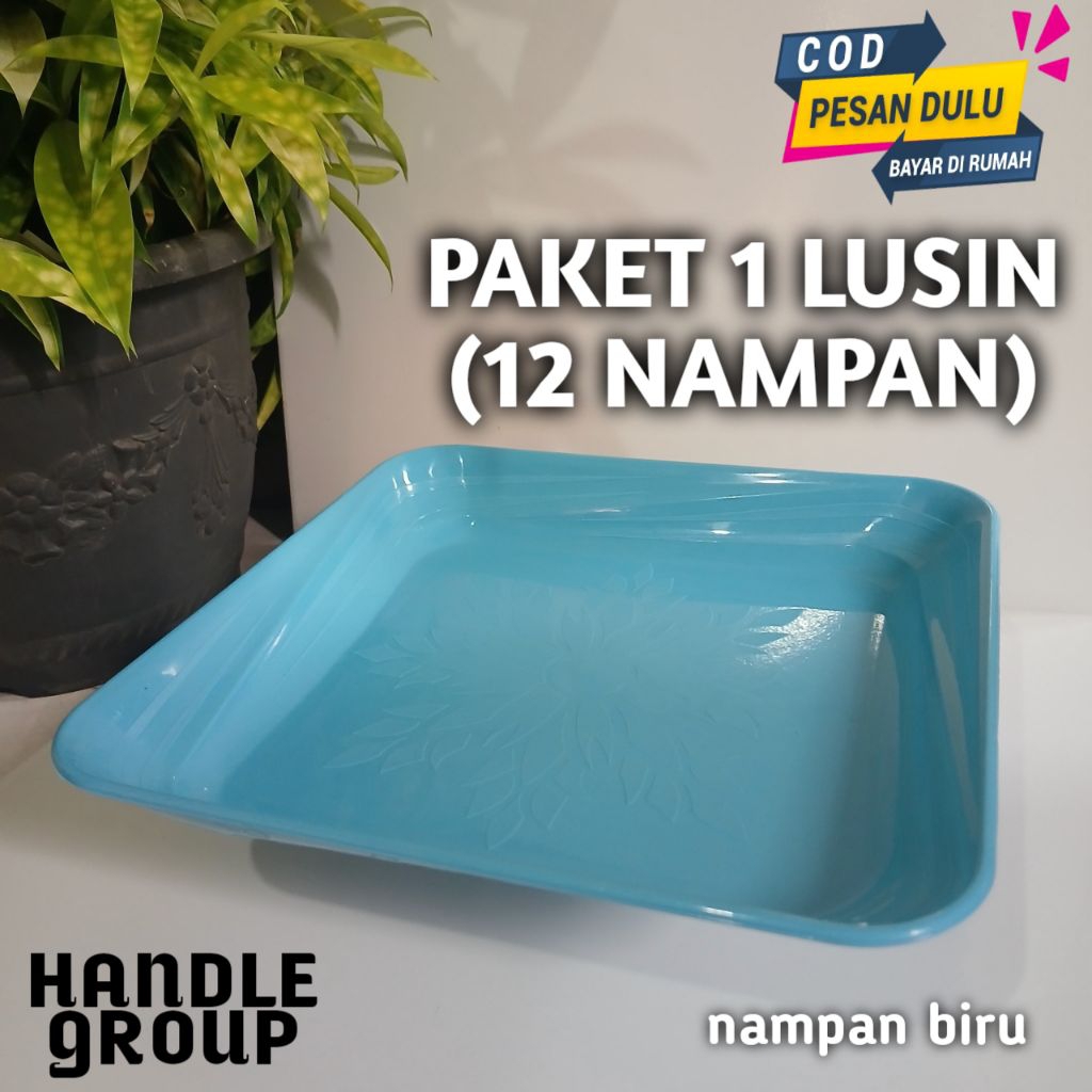 Promo Nampan Saji Plastik 12 Pcs Baki Warna Biru Ukuran 23 x23 cm Anti Pecah