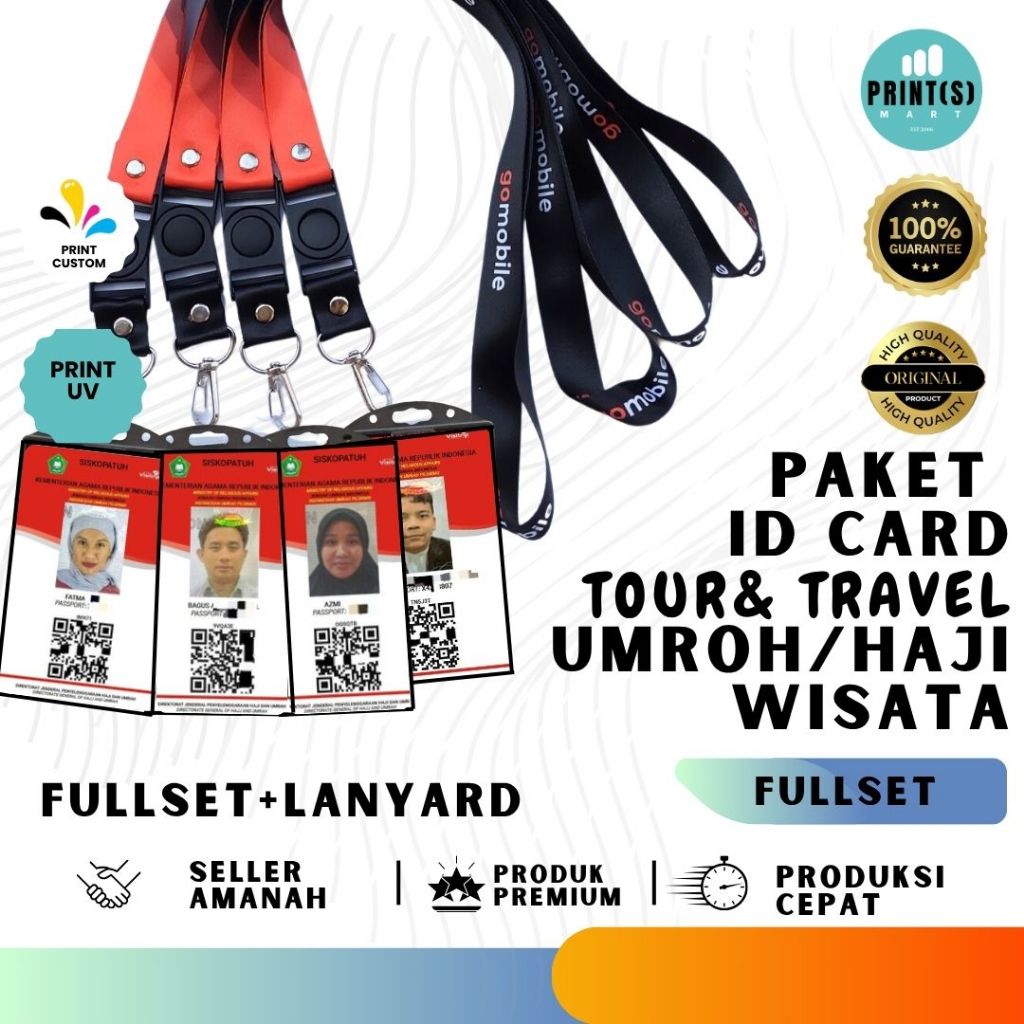 

Id Card Name Tag Custom plus Lanyard umroh haji wisata Tour and Travel