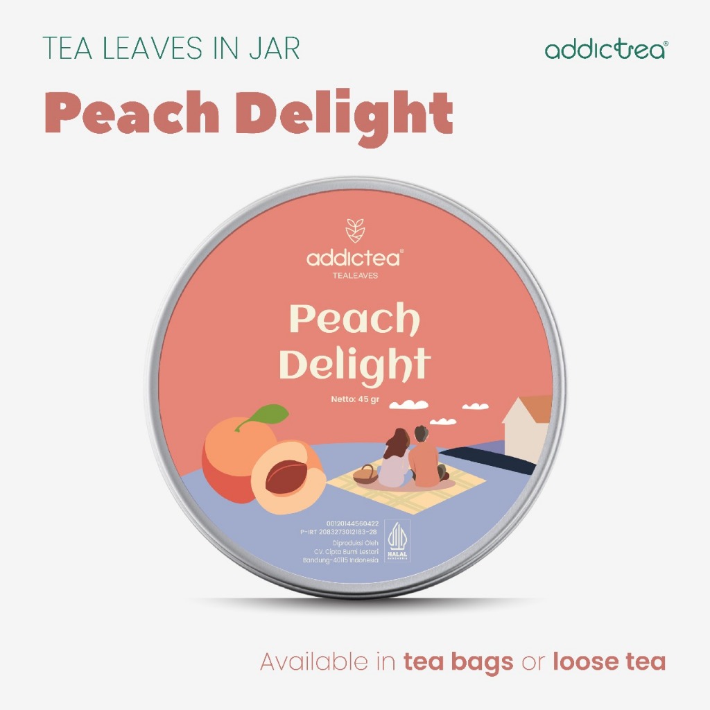 

Addictea Special Tealeaves- Peach Delight Black Tea, Artisan Tea | Kemasan Tea bag&Loose tea