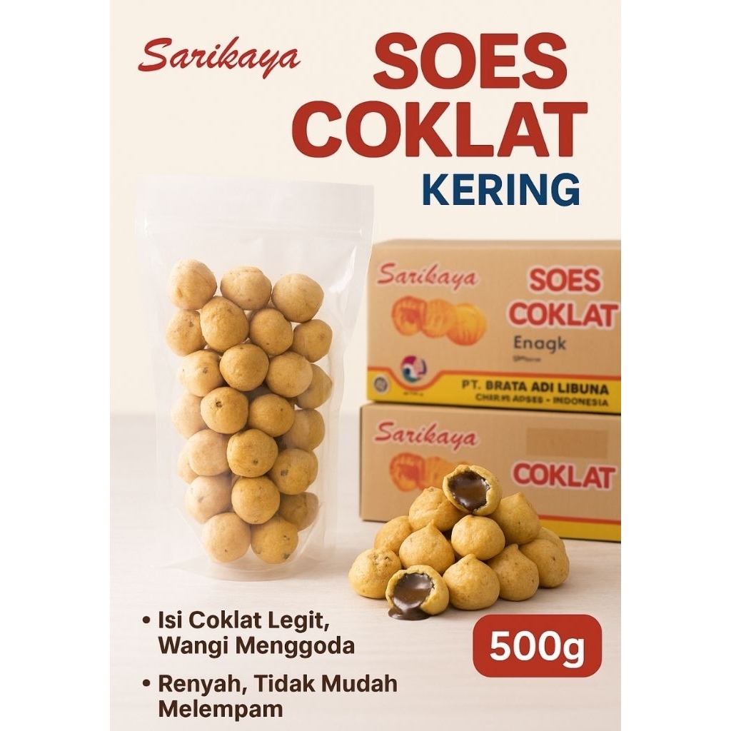 

Soes Coklat Kering Sarikaya 500g – Camilan Keluarga Isi Coklat Enak, Gurih & Awet