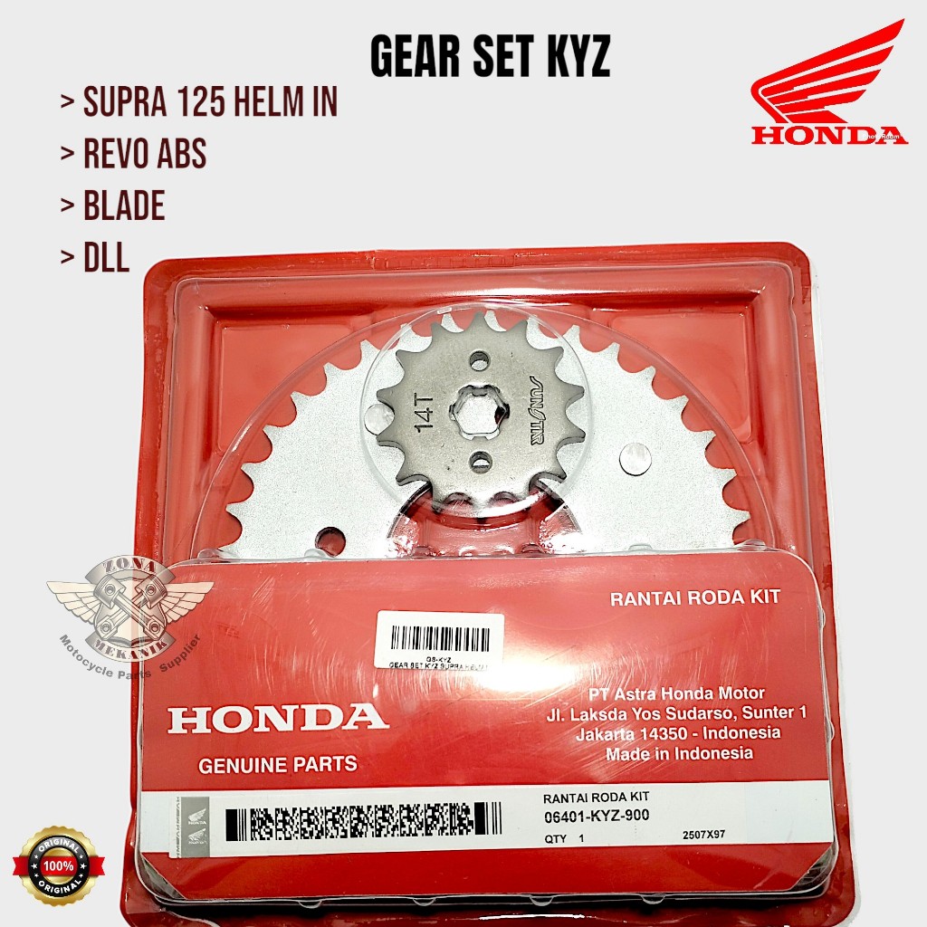 Gear Set Supra 125 Hel IN Karbu Fit Injeksi Original Honda Gear Set KYZ 06401-KYZ-900