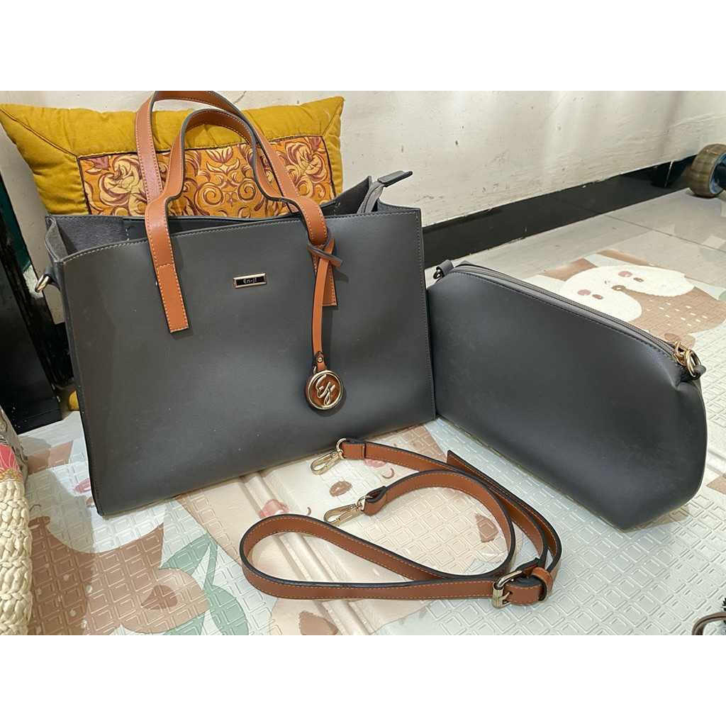 Enji Tote Sling Bag Grey preloved