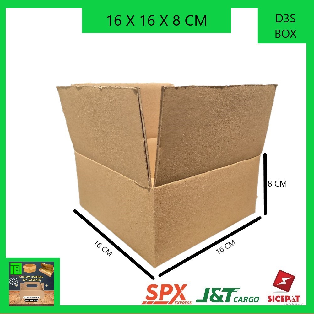 

Kardus Packing Kemasan bahan Singgle wall Ukuran 16x16x8