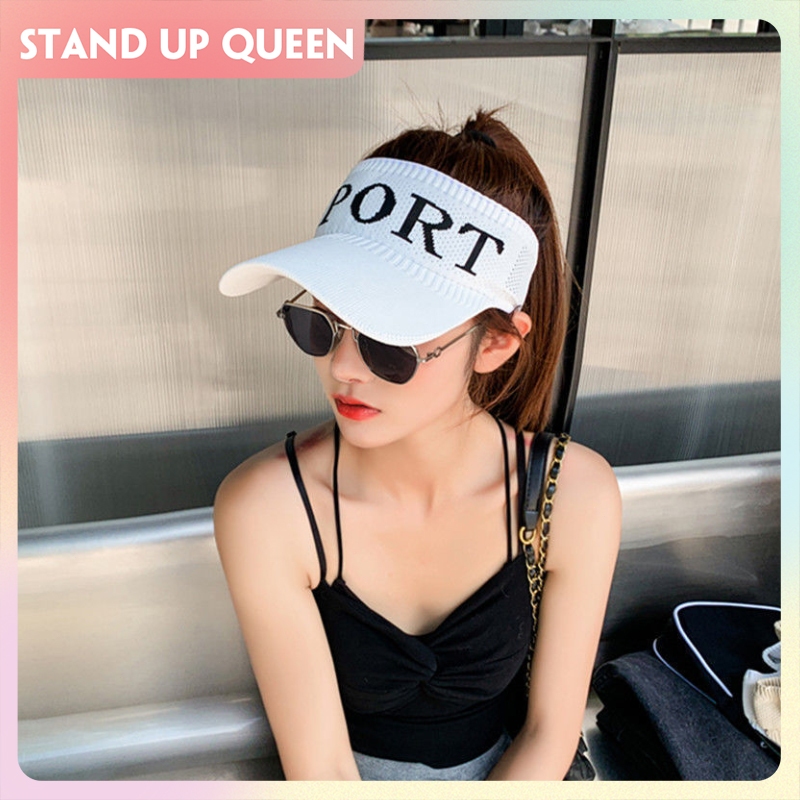 [COD]Topi Matahari Wanita Rajut Katun Elastis Letter Baseball Gaya Korea Wanita Senam Untuk Hijab To