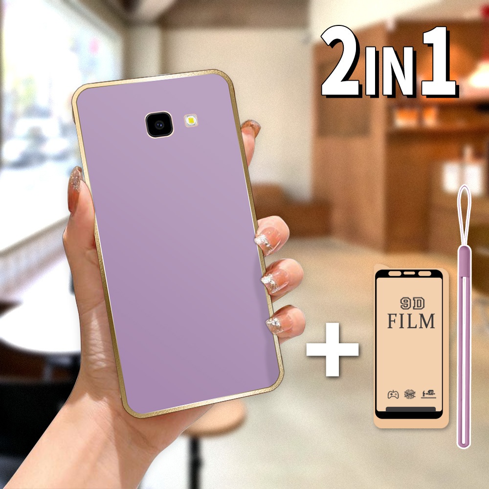 2 in 1 Casing untuk Samsung J4 Plus J4+ Case Aesthetics Anti Gores Trendy Softcase dengan Film Keram