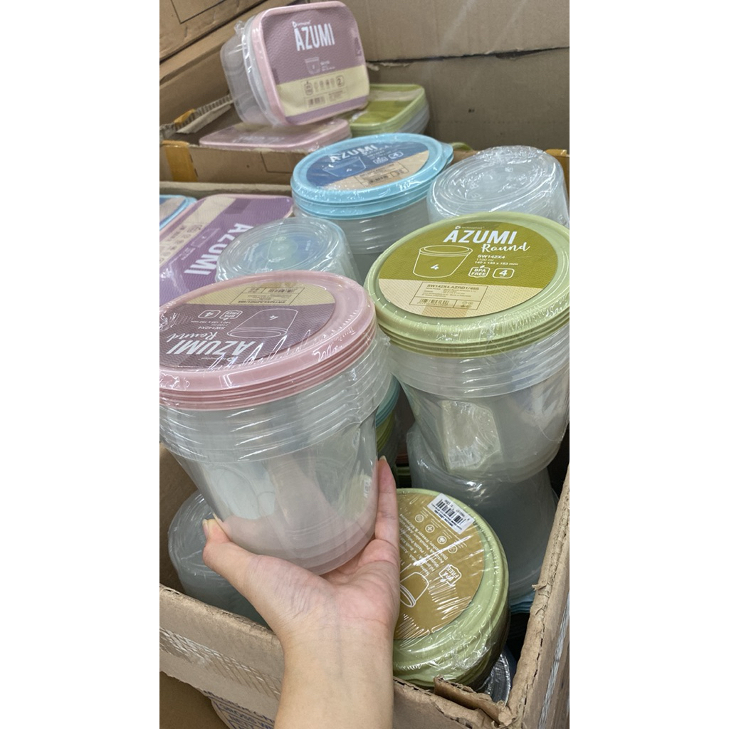 azumi round 1100ml isi 4 food container