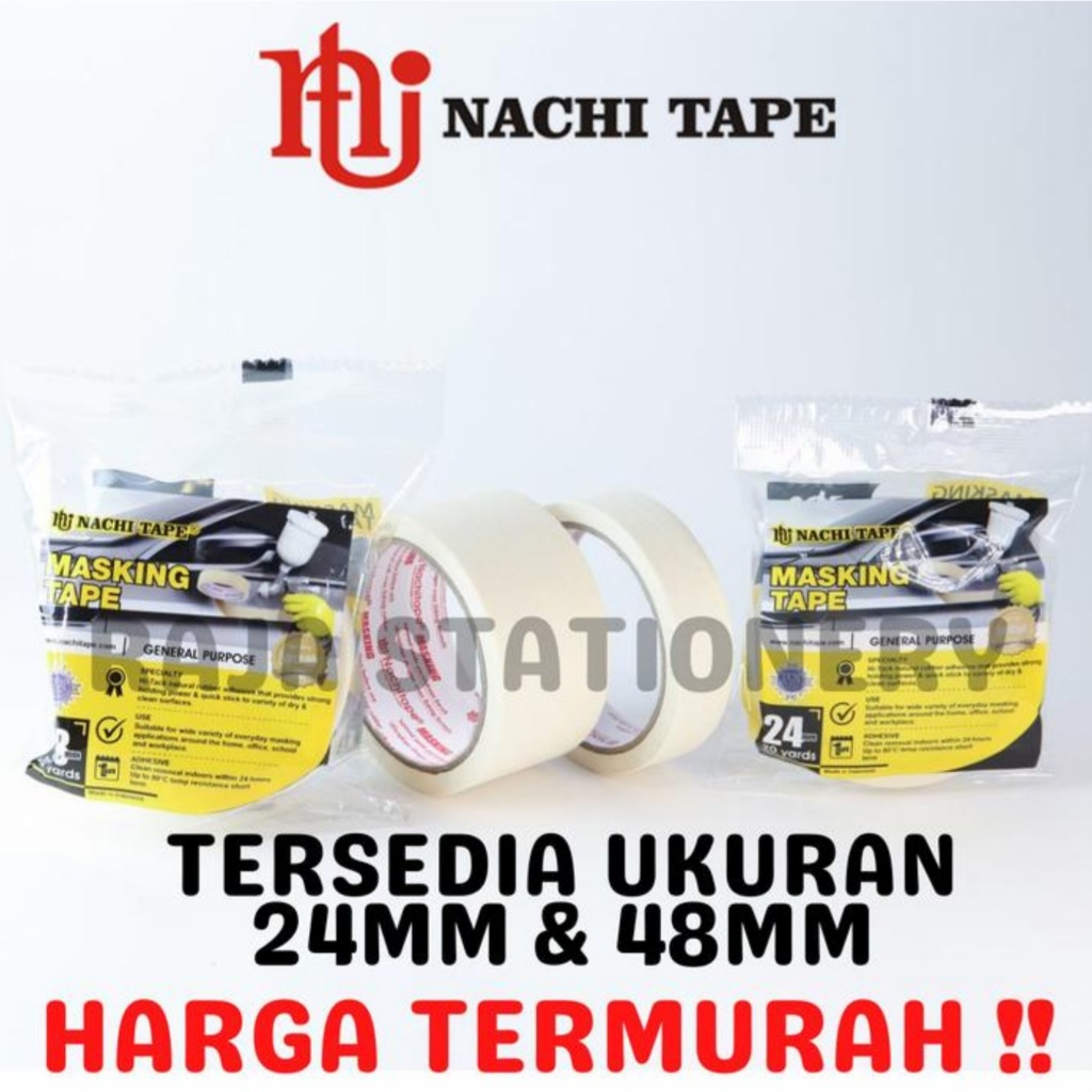 

Nachi Masking Tape 24mm 48mm / Lakban Kertas Nachi Isolasi Selotip 1 Inch 1/2 Inch
