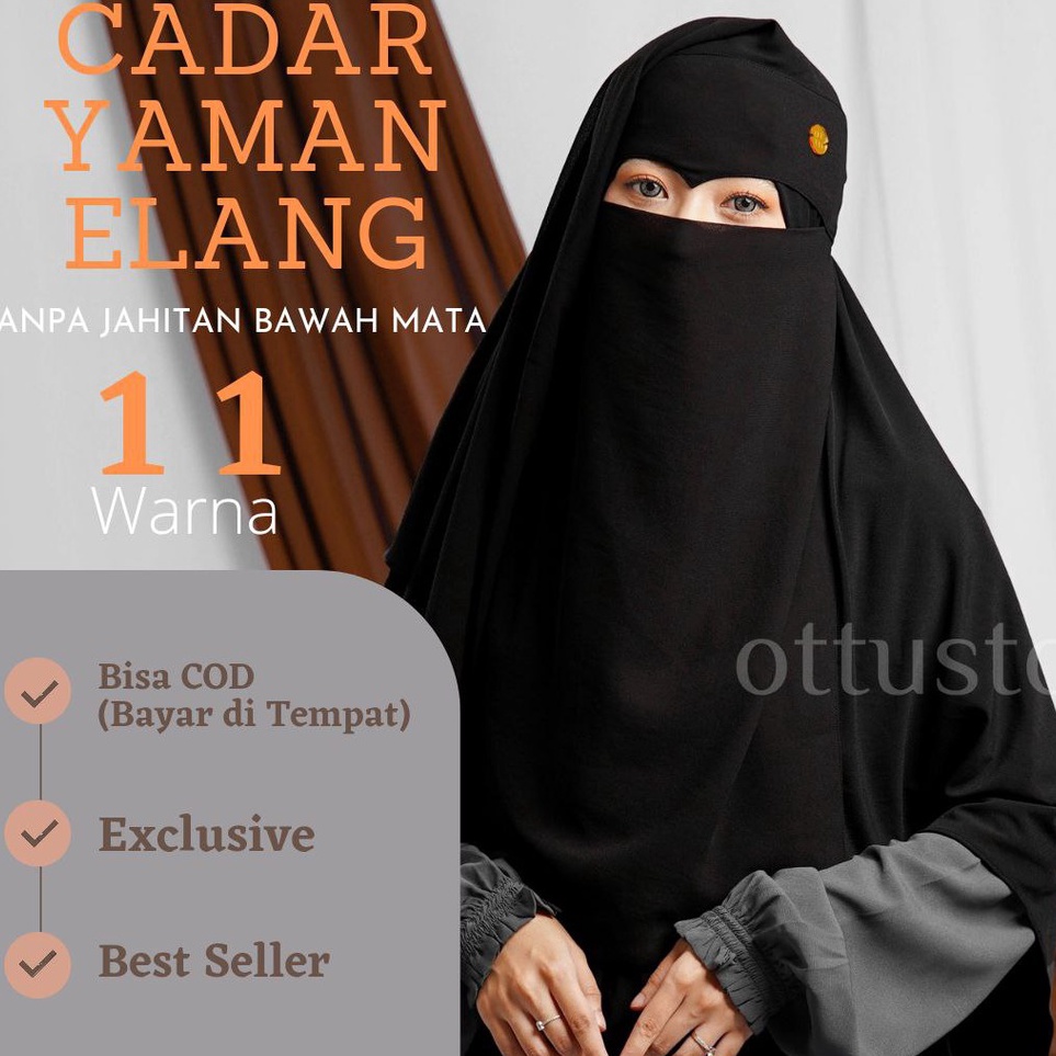 KODE I75H Niqob  Niqab  Cadar Long Yaman Elang bahan Ceruty Babydoll Premium TANPA KHIMAR  ottustore