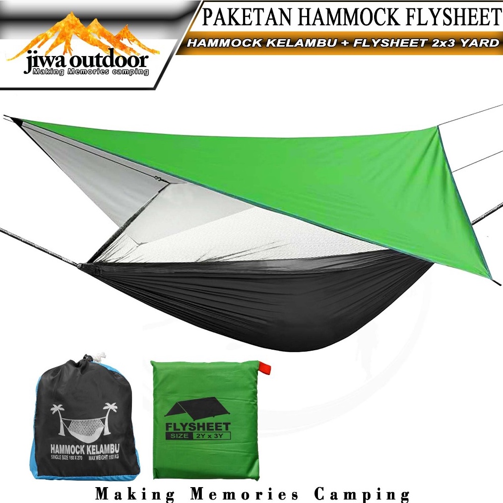 KODE X44V paketan hammock kelambu  flysheet tenda waterproof 2x3 yard paket hemat hammock flysheet c
