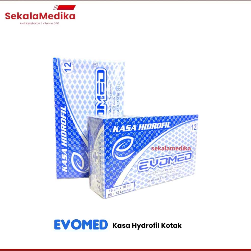 Kasa Hidrofil 16 x 16 Cm Evomed Kasa Kotak Perban Isi 12 Pcs S5
