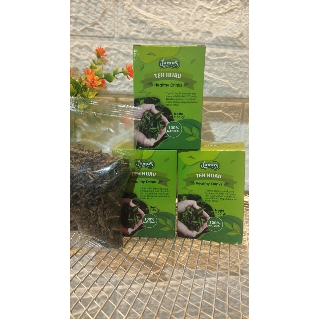 Teh Hijau Tubruk JAMUS isi 35gr Green Tea Herbal Alami Original | Wali Barokah WB JAGAD GROSIR