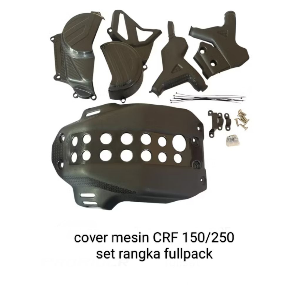 Cover mesin CRF 150/250 set rangka PNP fullpack warna hitam(set)