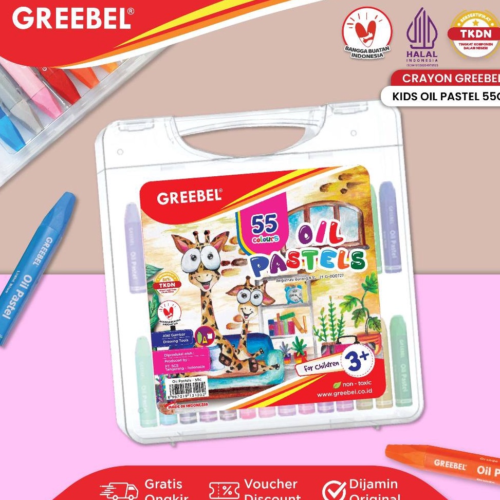 

KODE F92R TERMURAH GREEBEL Crayon Krayon 55 Warna Kids Oil Pastel 55 Crayon Greebel