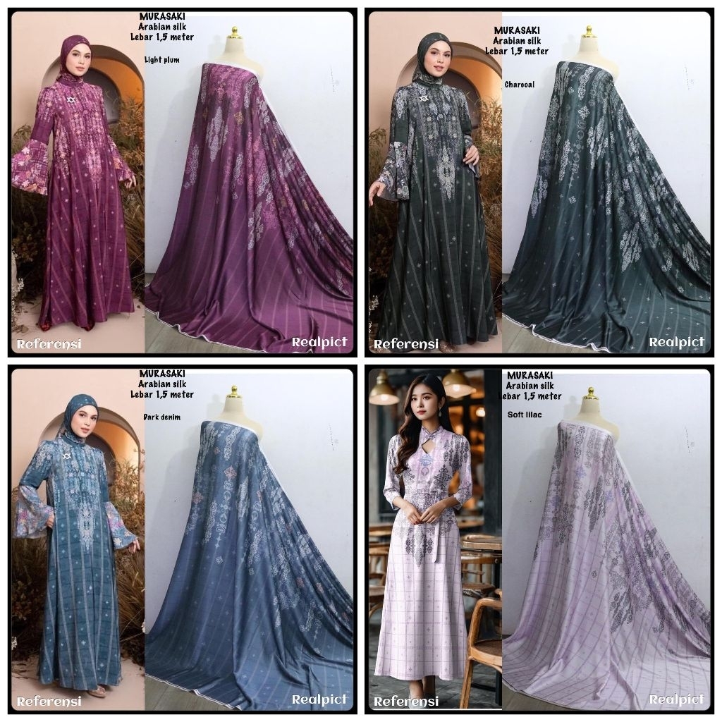 KAIN SUTRA ARABIAN SILK | MOTIF MURASAKI | KAIN MOTIF TERBARU | KAIN METERAN