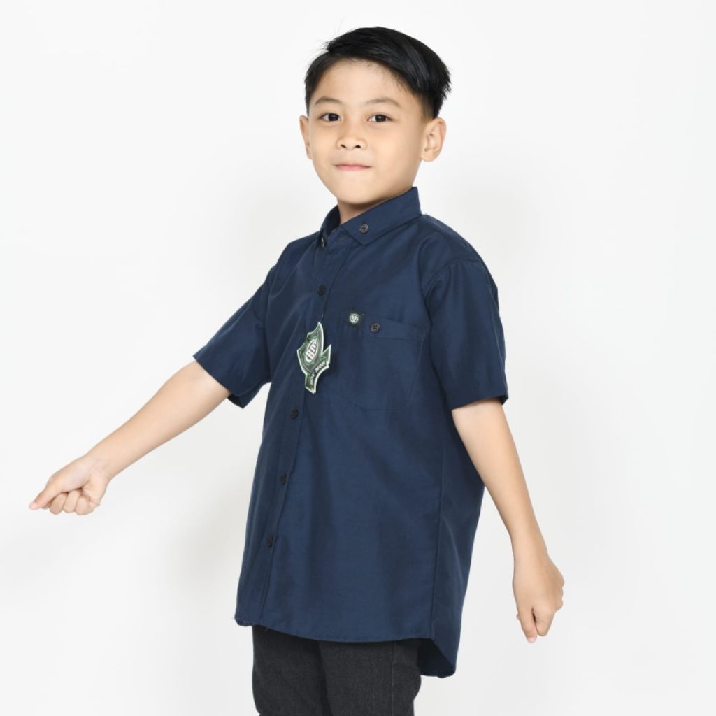 Kemeja polos Anak-Anak lengan pendek warna Biru navy dongker