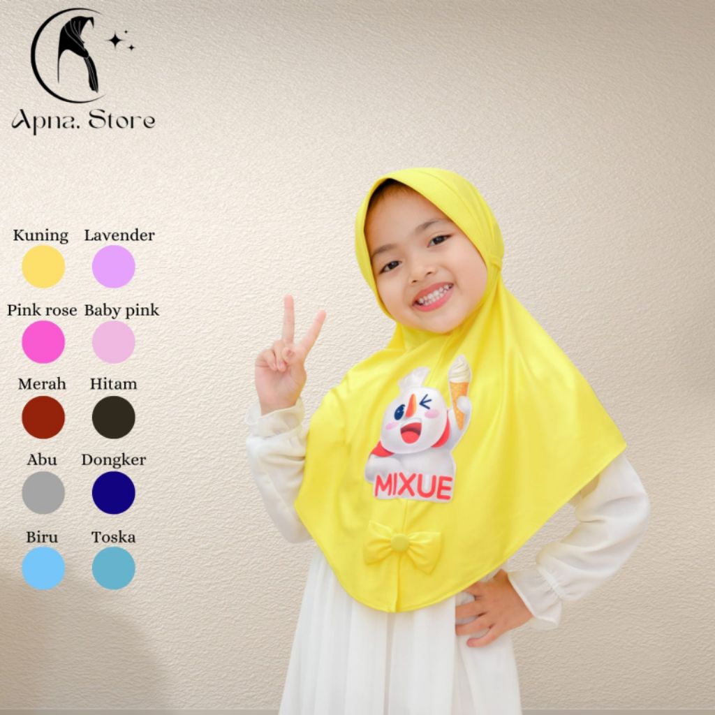 Kerudung Anak TK/Kerudung Anak SD/HIJAB ANAK MIXUE PITA KANCING/Hijab Apna.Store Cocok Untuk Sekolah