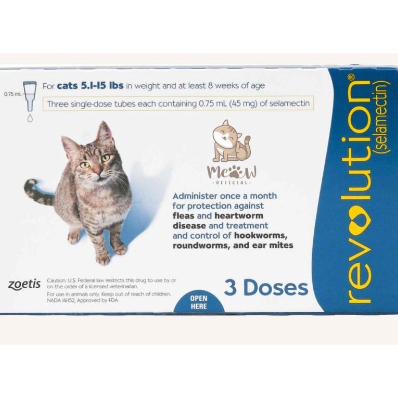 Revolution Cat Adult  Revolution Cat Biru  Obat Kutu Kucing Dewasa Revolution 1 Original Repack 515 
