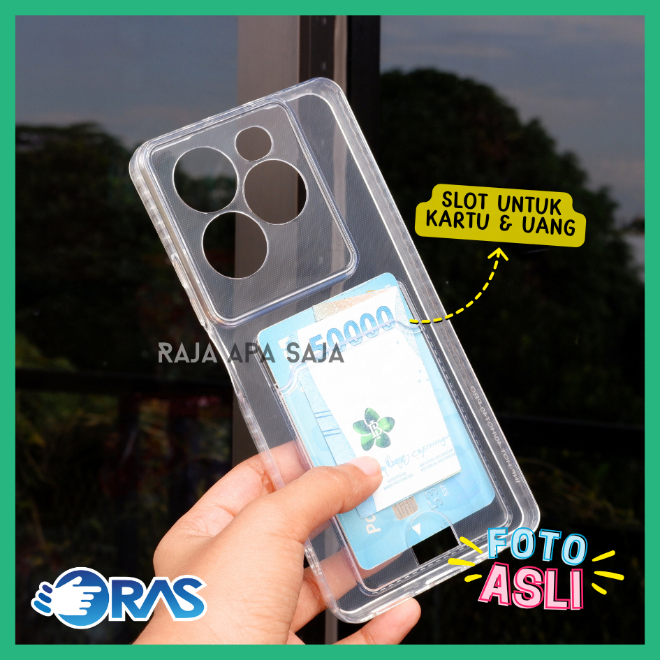 Softcase Untuk INFINIX HOT 40 / 40 PRO Case Card Holder Slot Kartu Casing Kesing Silikon Bening Clea