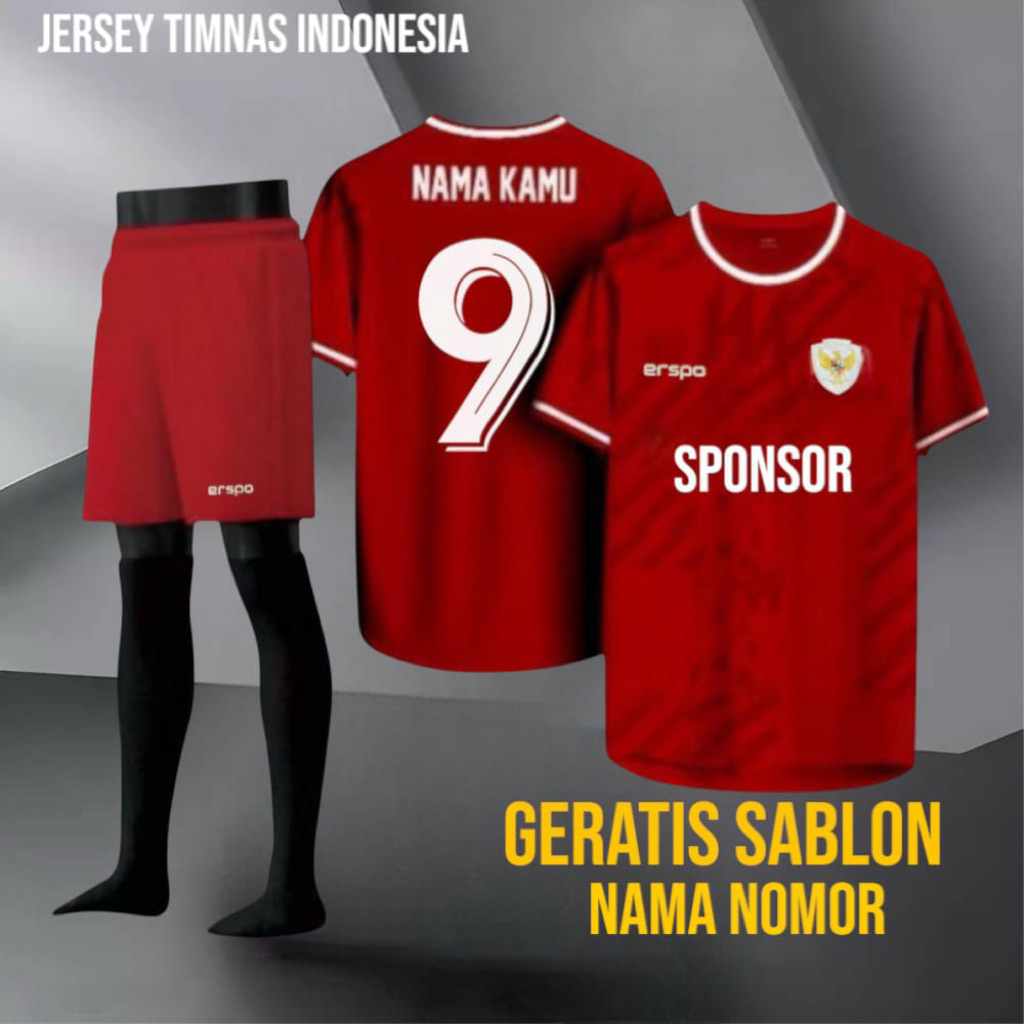 Baju Bola Timnas Indonesia Terbaru 2025 Udah Geratis Sablon Nama Nomor Stelan Jersey Futsal Volly De